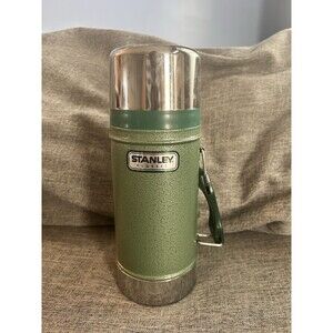 Aladdin Stanley Thermos Vacuum Bottle With Handle And Original Cup Green 24 Oz
